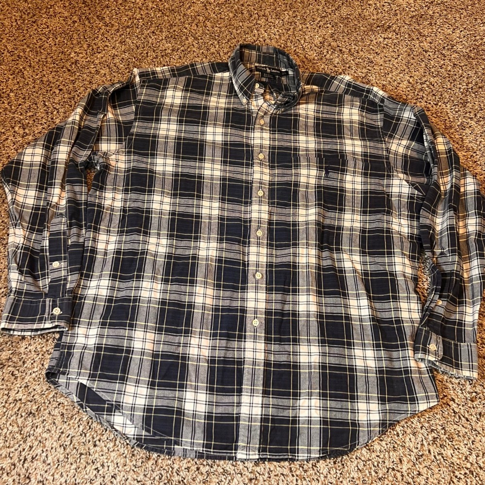 Ralph Lauren Plaid Button Down Shirt Long Sleeve Cotton Big Shirt L
